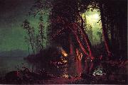 Albert Bierstadt, Lake Tahoe, Spearing Fish by Torchlight